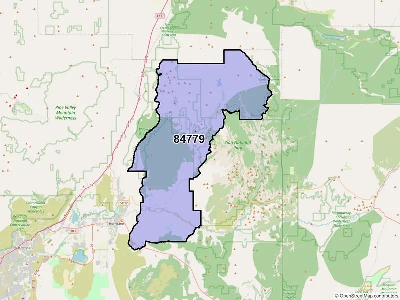 Map of ZIP Code 84779 — Virgin, UT