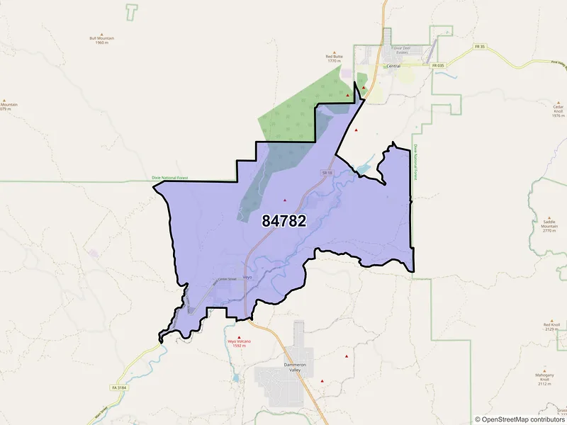 Map of Veyo, Utah and ZIP codes