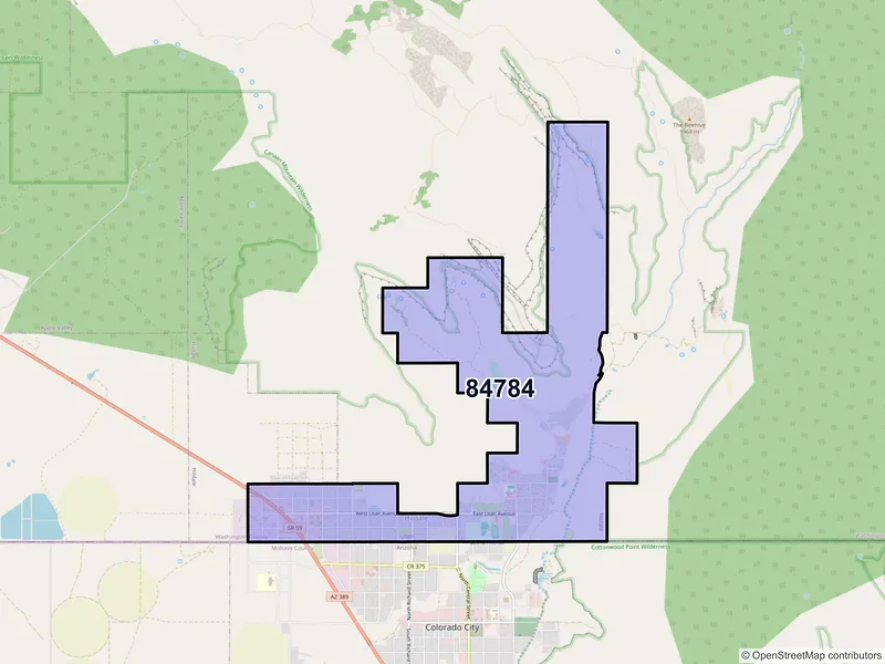 Map of Hildale, Utah and ZIP codes