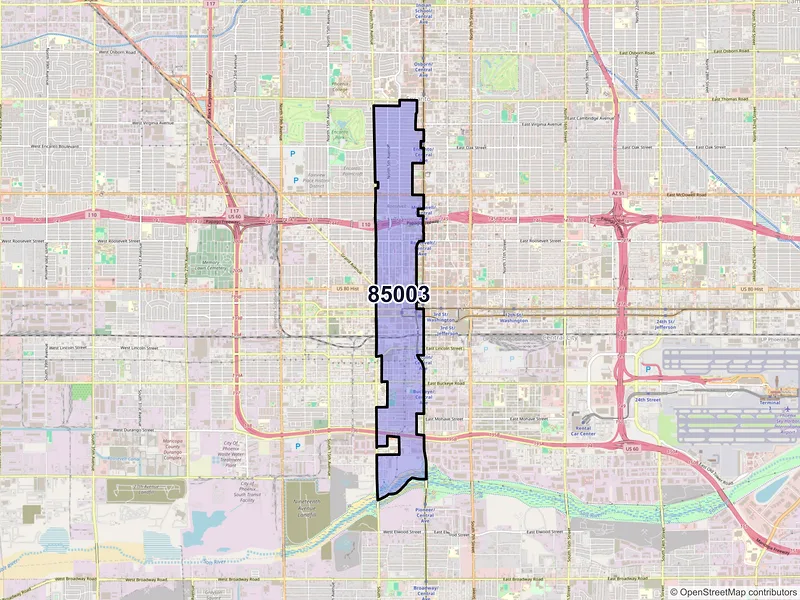 Map of ZIP Code 85003 — Phoenix, AZ