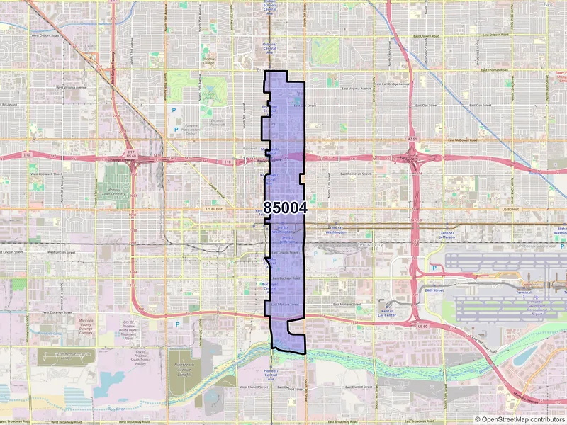 Map of ZIP Code 85004 — Phoenix, AZ