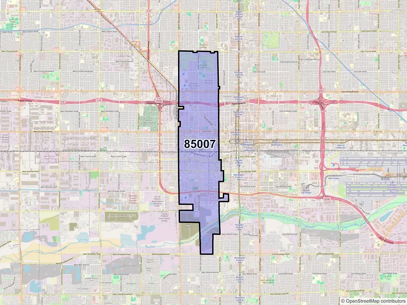 Map of ZIP Code 85007 — Phoenix, AZ
