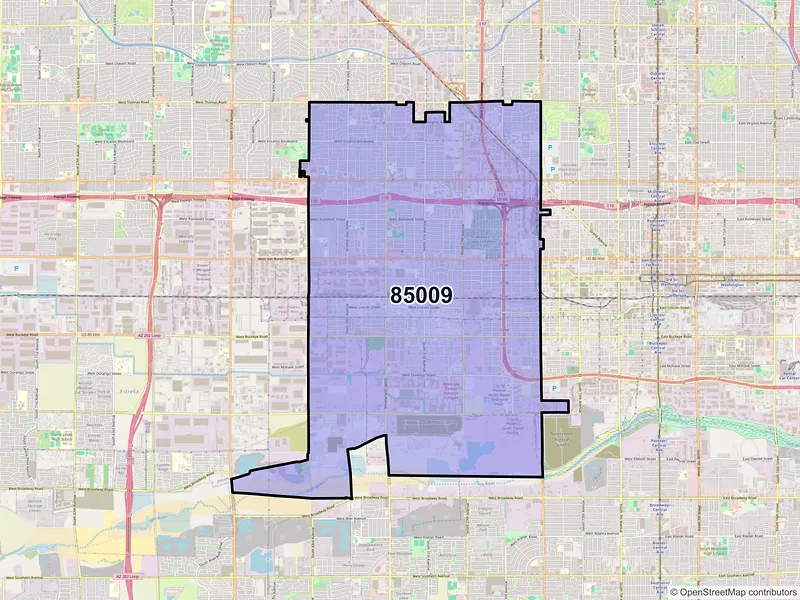 Map of ZIP Code 85009 — Phoenix, AZ