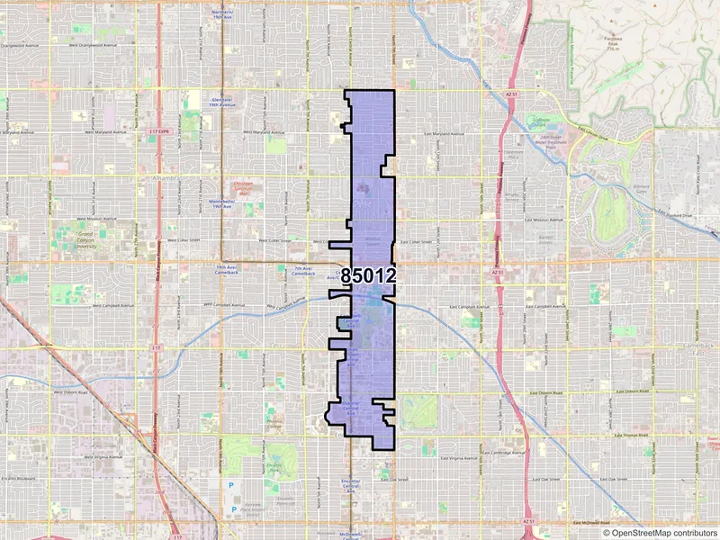 Map of ZIP Code 85012 — Phoenix, AZ