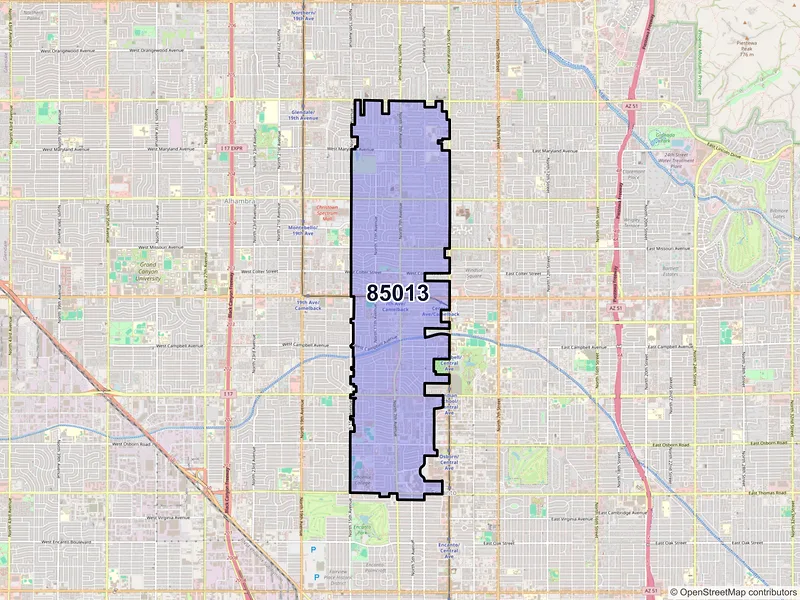 Map of ZIP Code 85013 — Phoenix, AZ