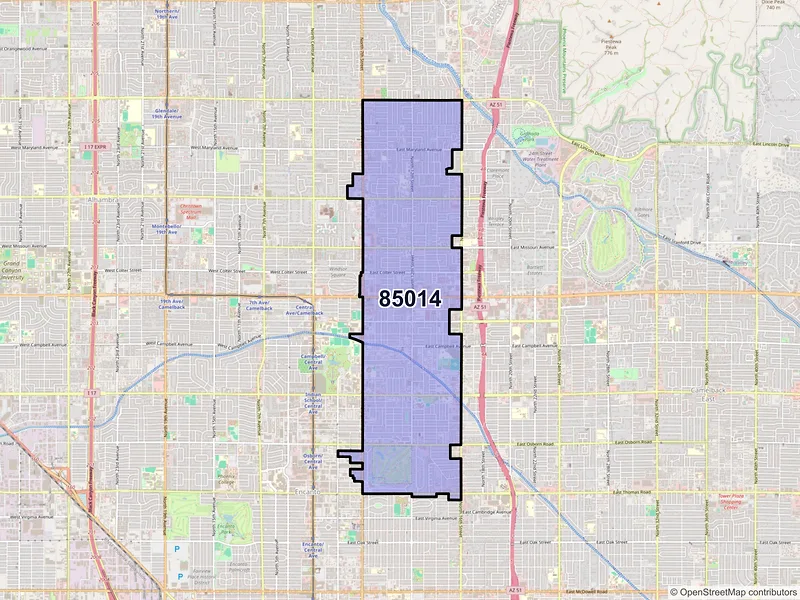 Map of ZIP Code 85014 — Phoenix, AZ
