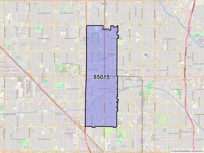 Map of ZIP Code 85015 — Phoenix, AZ