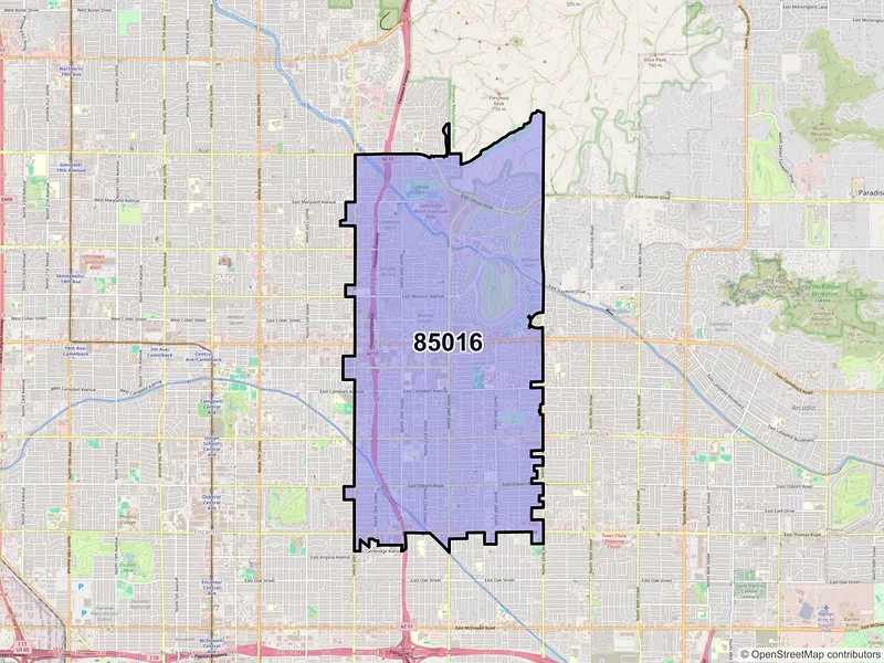 Map of ZIP Code 85016 — Phoenix, AZ