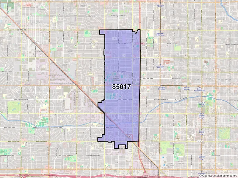 Map of ZIP Code 85017 — Phoenix, AZ