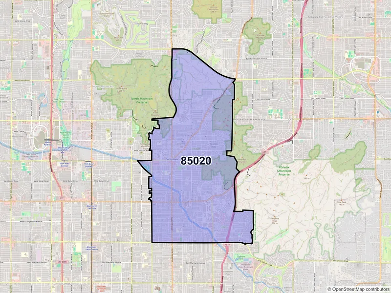 Map of ZIP Code 85020 — Phoenix, AZ