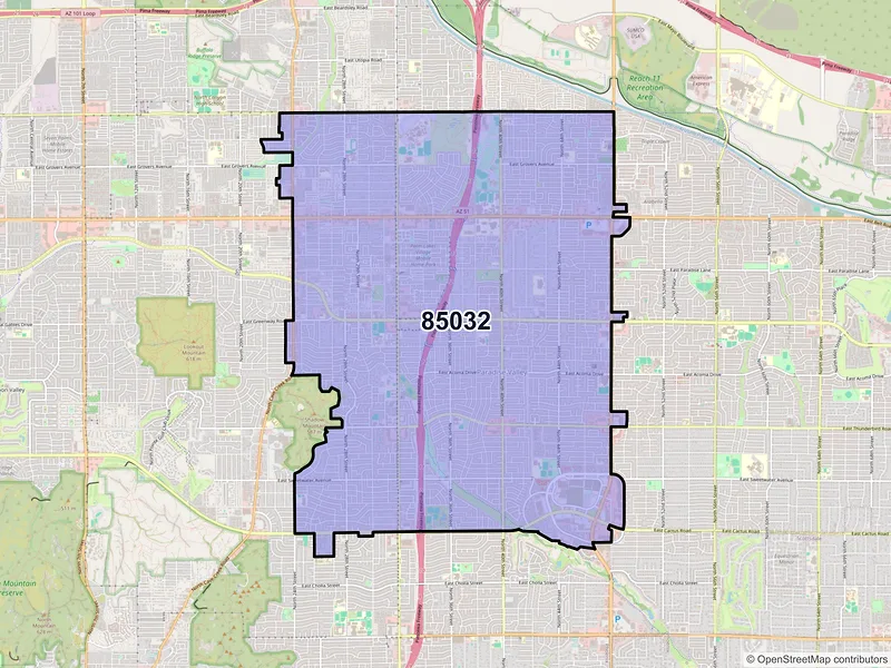Map of ZIP Code 85032 — Phoenix, AZ