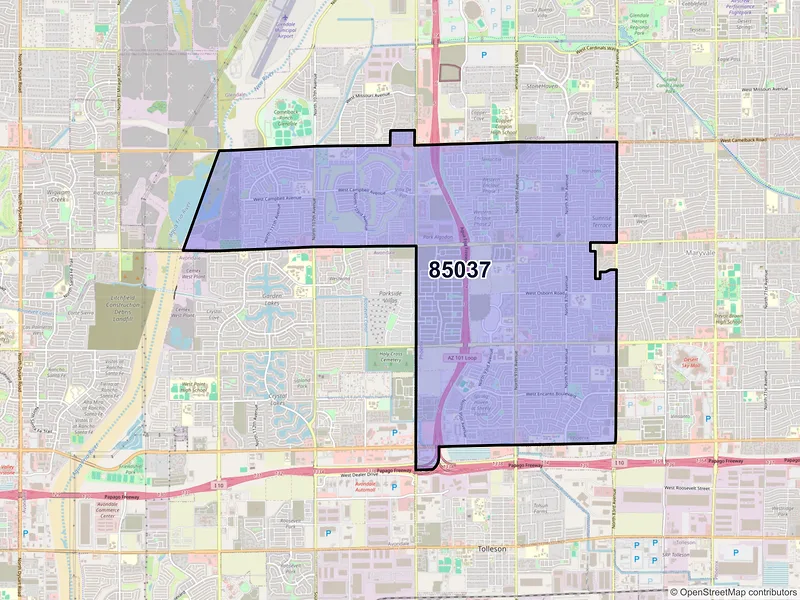Map of ZIP Code 85037 — Phoenix, AZ