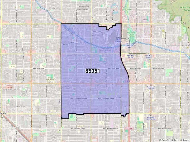 Map of ZIP Code 85051 — Phoenix, AZ