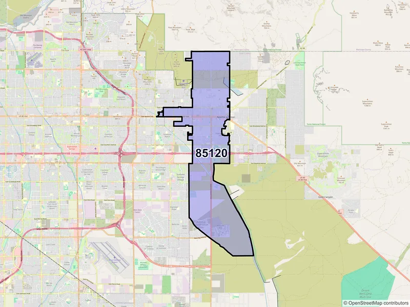 Map of ZIP Code 85120 — Apache Junction, AZ