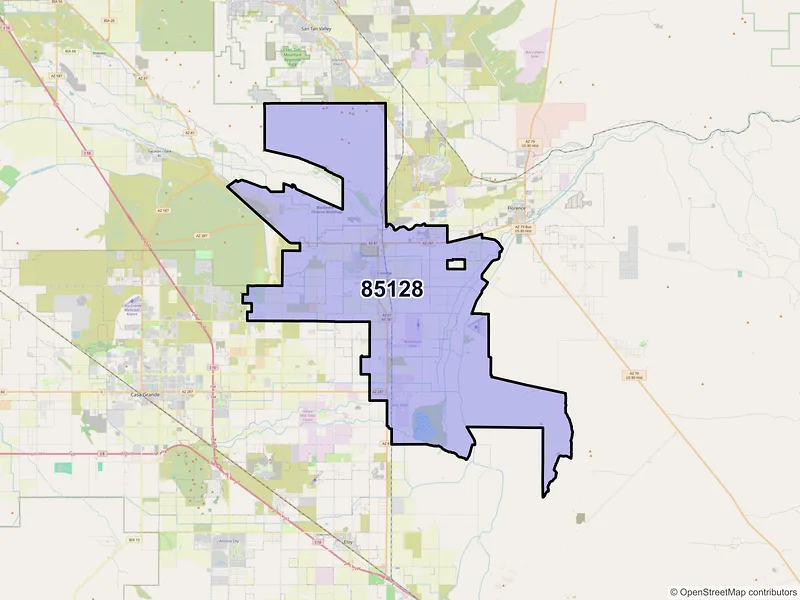 Map of Coolidge, Arizona and ZIP codes