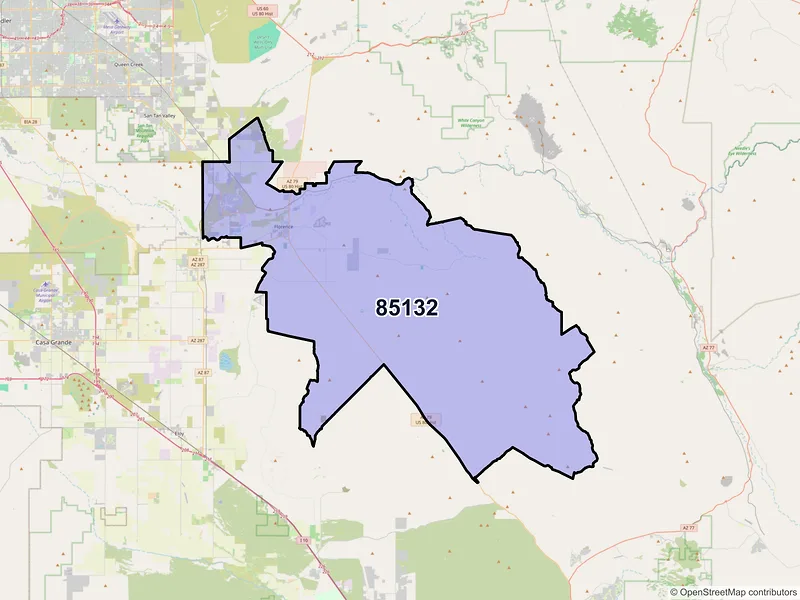 Map of Florence, Arizona and ZIP codes