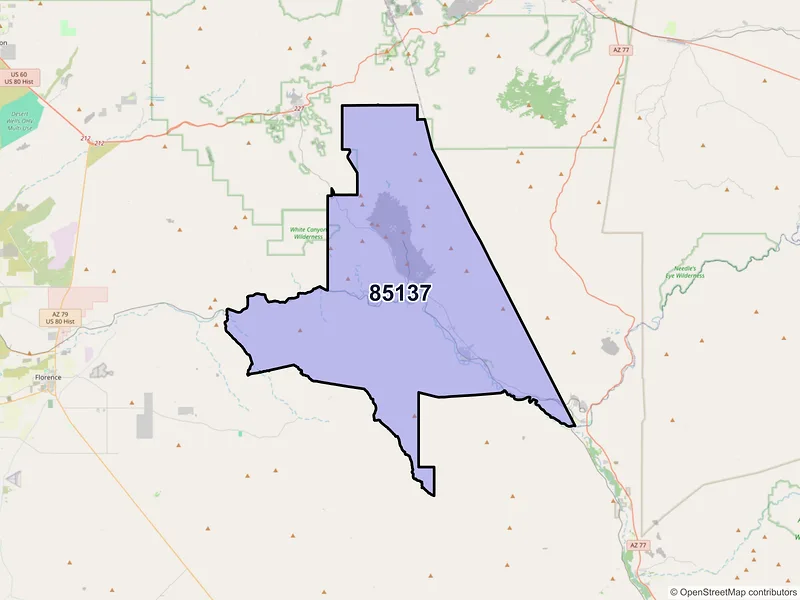Map of Kearny, Arizona and ZIP codes