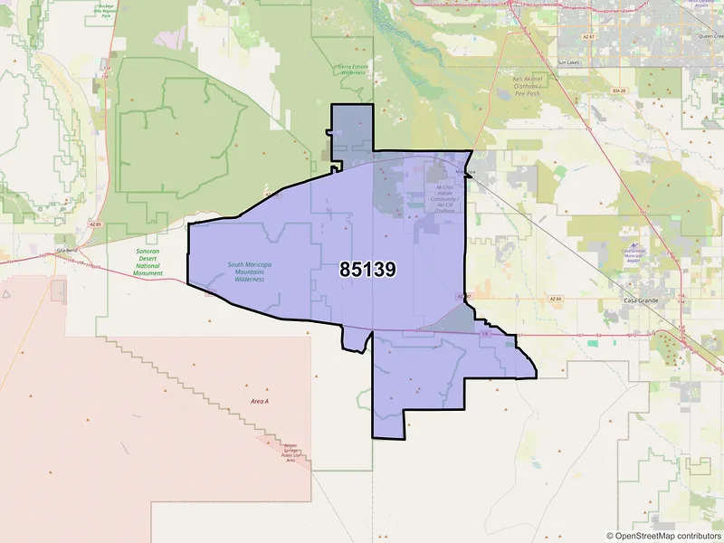 Map of ZIP Code 85139 — Maricopa, AZ