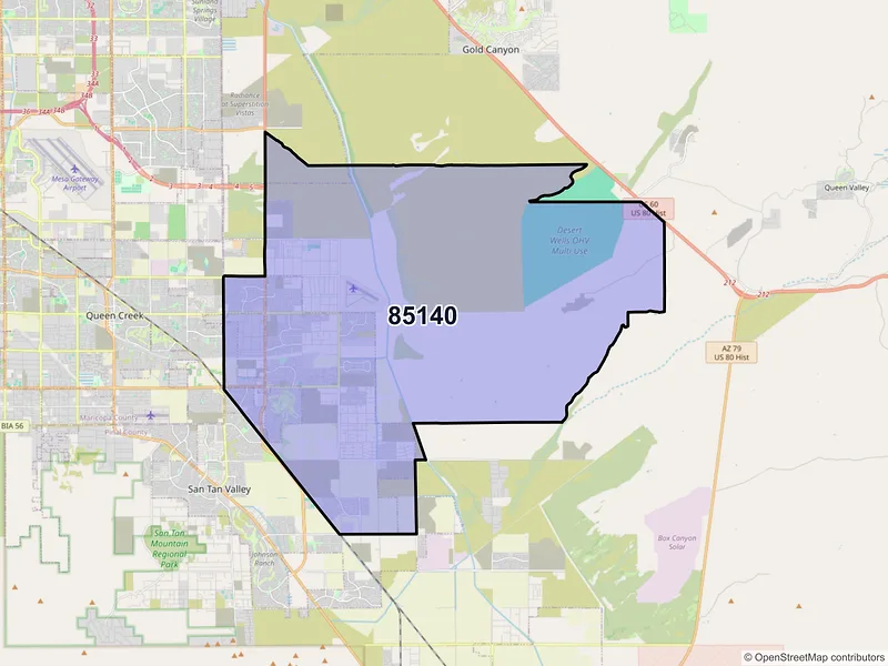 Map of ZIP Code 85140 — San Tan Valley, AZ