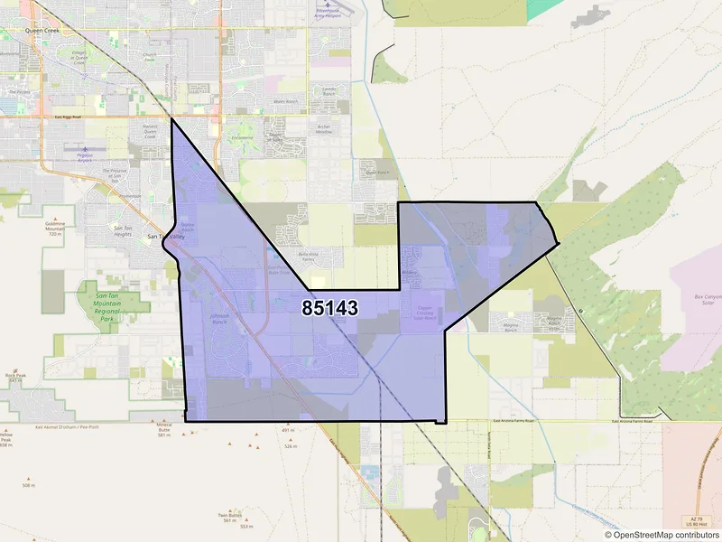 Map of ZIP Code 85143 — San Tan Valley, AZ