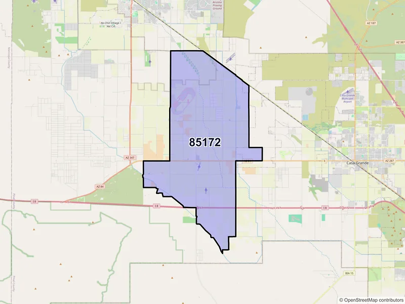 Map of Stanfield, Arizona and ZIP codes