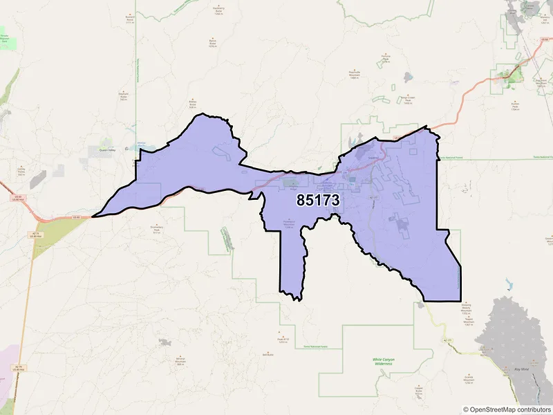 Map of Superior, Arizona and ZIP codes