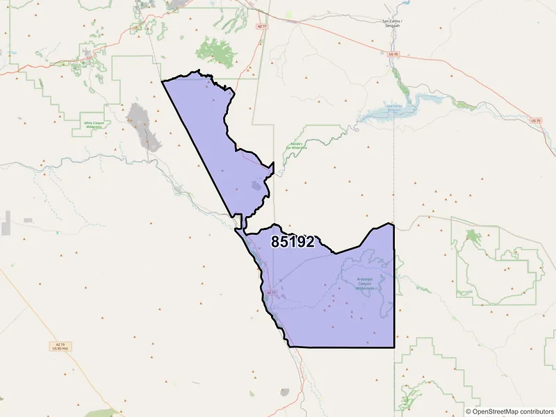 Map of Winkelman, Arizona and ZIP codes