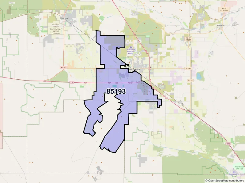 Map of ZIP Code 85193 — Casa Grande, AZ
