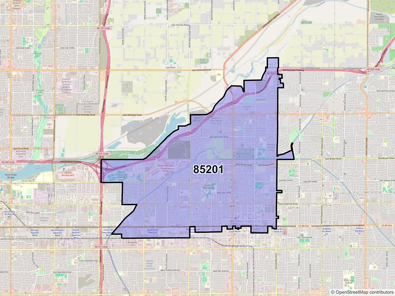 Map of ZIP Code 85201 — Mesa, AZ