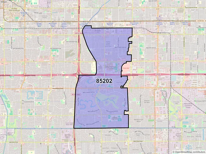 Map of ZIP Code 85202 — Mesa, AZ