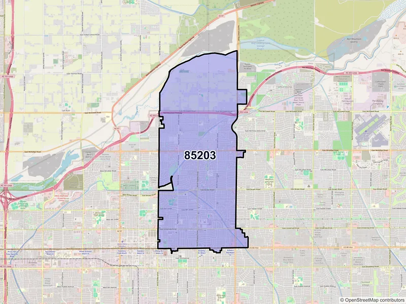 Map of ZIP Code 85203 — Mesa, AZ