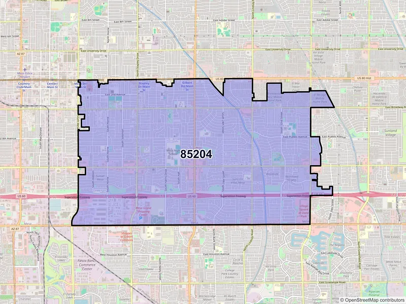 Map of ZIP Code 85204 — Mesa, AZ