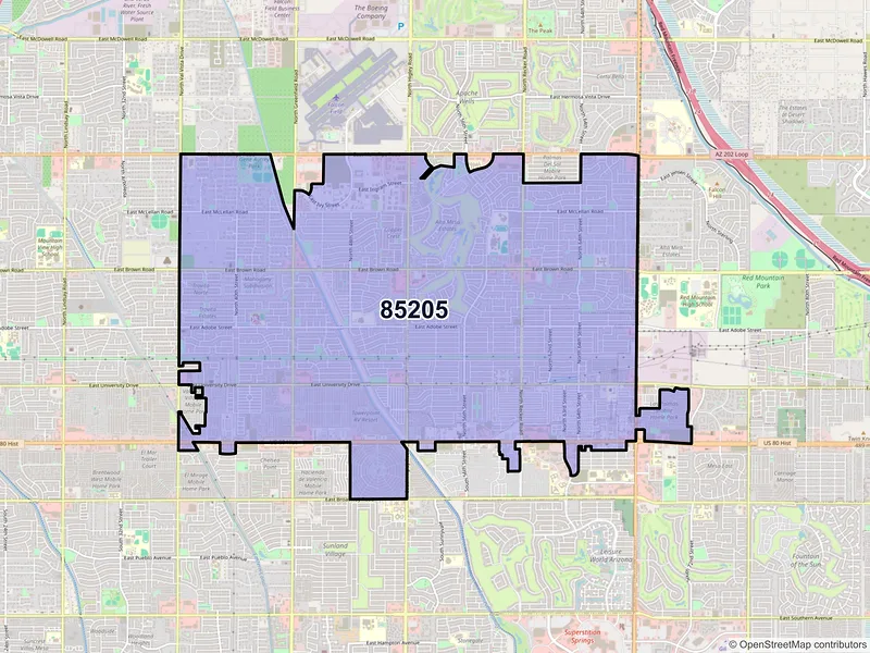Map of ZIP Code 85205 — Mesa, AZ