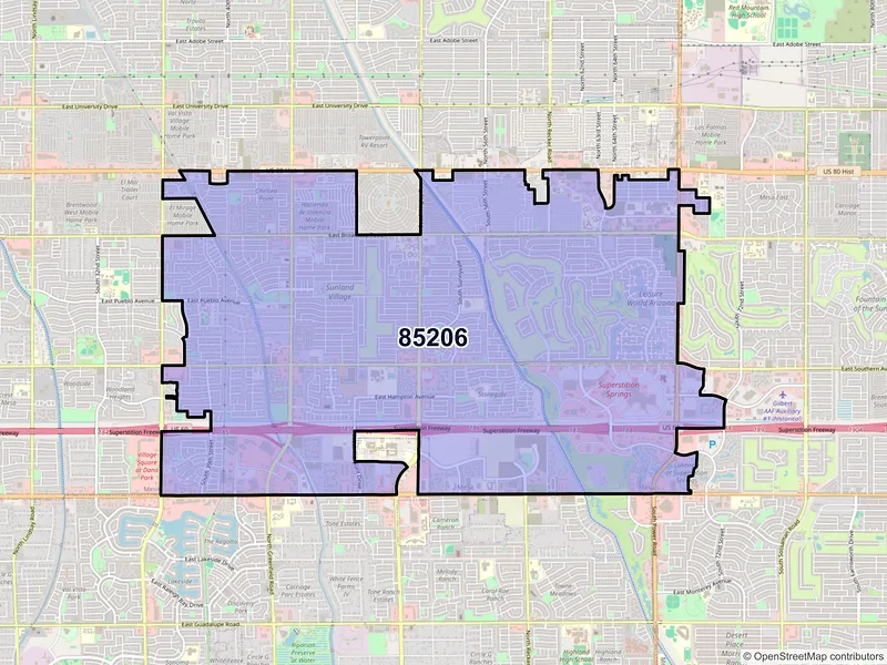 Map of ZIP Code 85206 — Mesa, AZ