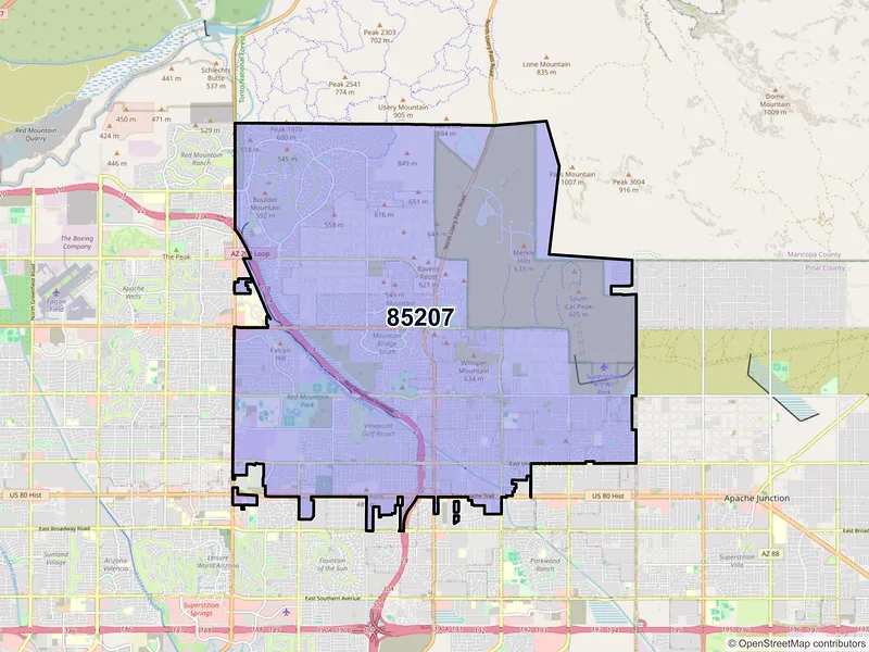 Map of ZIP Code 85207 — Mesa, AZ