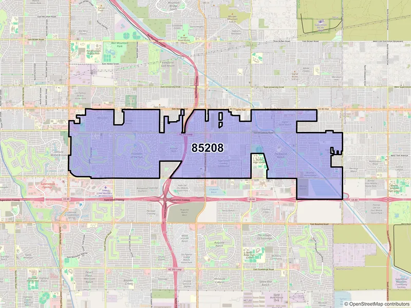 Map of ZIP Code 85208 — Mesa, AZ