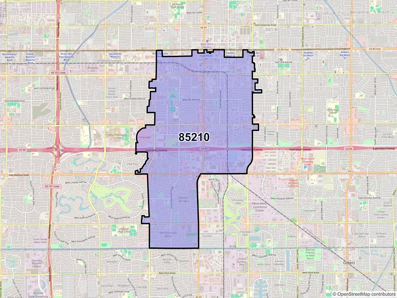 Map of ZIP Code 85210 — Mesa, AZ