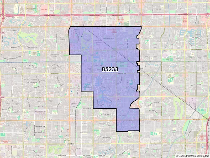 Map of ZIP Code 85233 — Gilbert, AZ