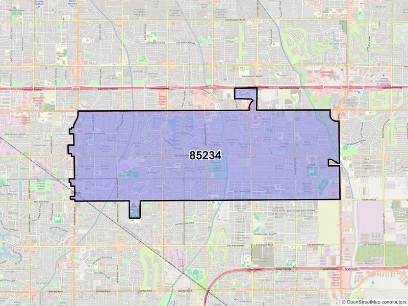 Map of ZIP Code 85234 — Gilbert, AZ