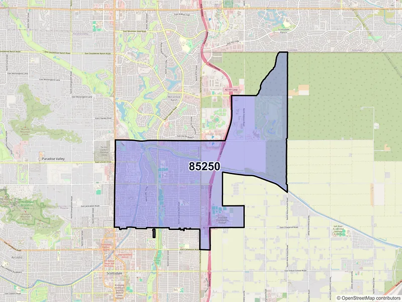 Map of ZIP Code 85250 — Scottsdale, AZ