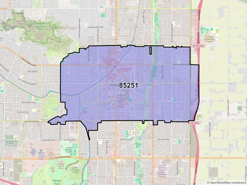 Map of ZIP Code 85251 — Scottsdale, AZ