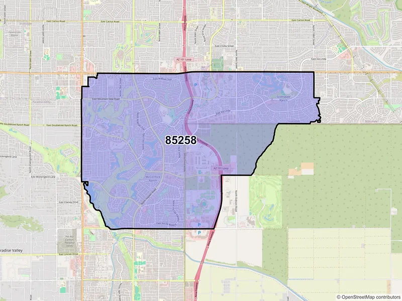 Map of ZIP Code 85258 — Scottsdale, AZ