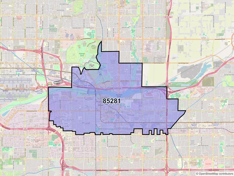 Map of ZIP Code 85281 — Tempe, AZ