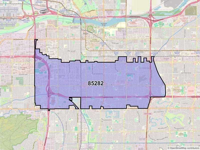 Map of ZIP Code 85282 — Tempe, AZ