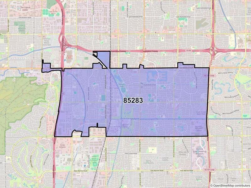 Map of ZIP Code 85283 — Tempe, AZ