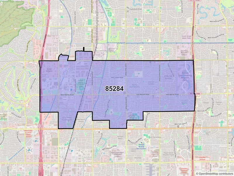 Map of ZIP Code 85284 — Tempe, AZ