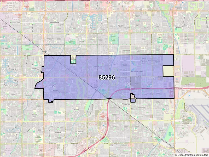 Map of ZIP Code 85296 — Gilbert, AZ