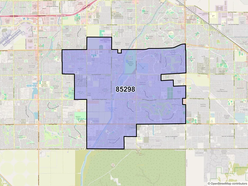 Map of ZIP Code 85298 — Gilbert, AZ