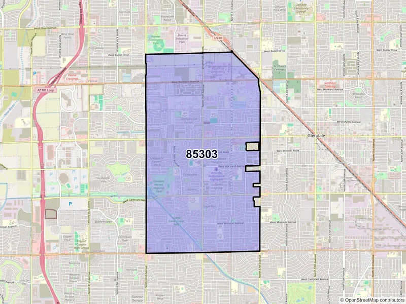 Map of ZIP Code 85303 — Glendale, AZ
