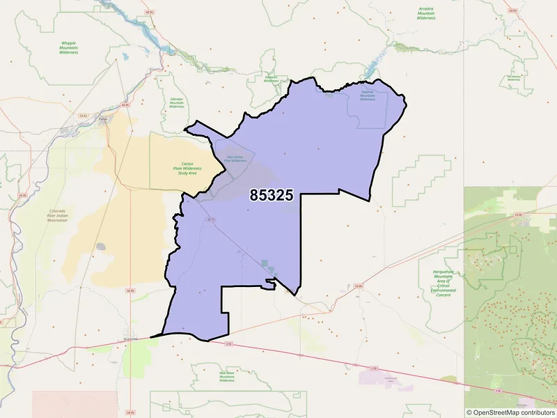 Map of Bouse, Arizona and ZIP codes